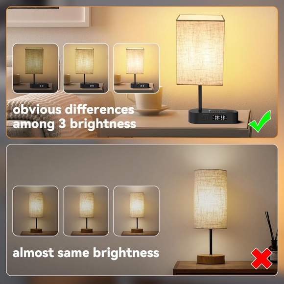 Table Lamps for Bedroom with Bluetooth Alarm Clocks,USB Ports Nightstand - Picture 4 of 9